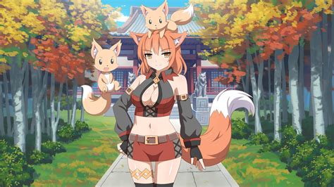 Maybe you would like to learn more about one of these? Wallpaper : illustration, anime, fox girl, thigh highs, kitsunemimi, sakura dungeon, Fox Tamer ...