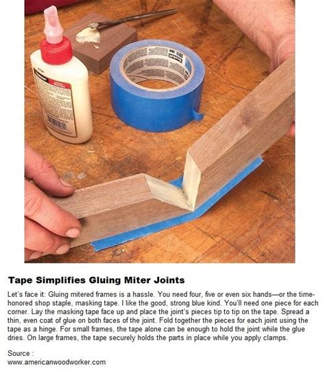 Quickly fill small defect in wood furnishings, including nail holes, miter joints and cabinet seams, with just one wipe. Tape Simplifies Gluing Miter Joints | Woodworking tips ...