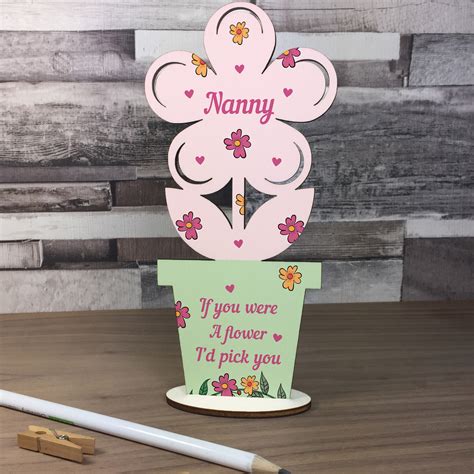 Gift cards aren't always creative mother's day gifts for new moms, but plus, more from the bump: Mum Mothers Day Gift For Nanny Wooden Flower Nanny Gift ...