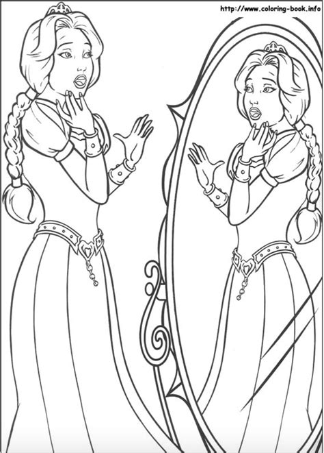 Princess coloring pages brings you the wonderful princess fiona. Princess Fiona and her beautiful reflection in the mirror ...