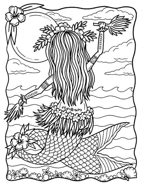 Inspire creativity and have a nice time! Tails From the Tiki Bar Mermaids Coloring book Hawaii ...