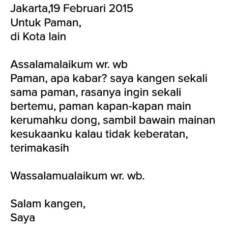 Bahkan tidak jarang juga orang yang menggunakan surat pribadi dengan menggunakan bahasa daerah, seperti bahasa jawa. Contoh Surat Pribadi Untuk Keluarga, Pacar, dan Sahabat