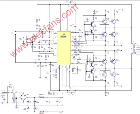 This stereo amplifier circuit diagram is cheap and simple. schema ampli 3000w - SHEMS