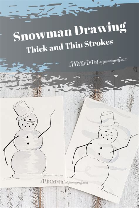 Once you've got the hang of how to draw one (and it really won't take you long to learn), you'll be able to improve on this design by making it more three dimensional, more colorful or simply more. Snowman Drawing - Thick and Thin Strokes -The Painted Pen