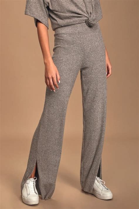 Mens knit lounge pants , sleeping has just entered a fashion realm of its own. Laze For Days Heather Grey Ribbed Wide-Leg Pants in 2020 ...