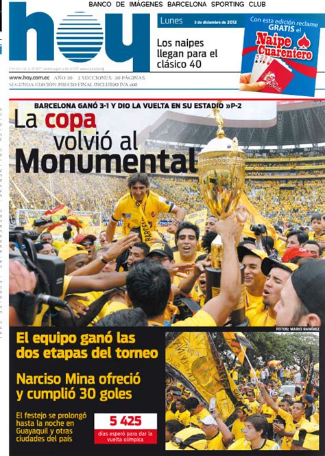 Barcelona sc y liga de quito chicarán hoy sábado 26 de enero. Publicaciones en los Diarios sobre Barcelona DIARIO HOY DE ...