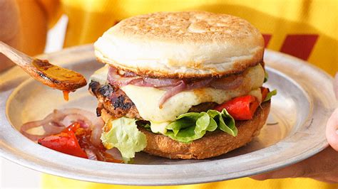 Form into 4 equal patties. Tasty beef burgers : Australian Women's Weekly