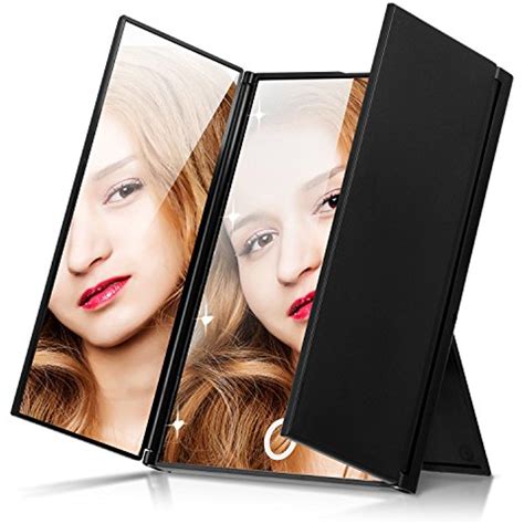 Great for all makeup enthusiasts. Ameauty Tri-Fold Vanity Lighted Makeup Mirror, 8 LED Touch ...