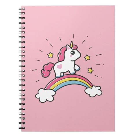 Maybe you would like to learn more about one of these? Cute Unicorn On A Rainbow Design Notebook | Zazzle.com in ...