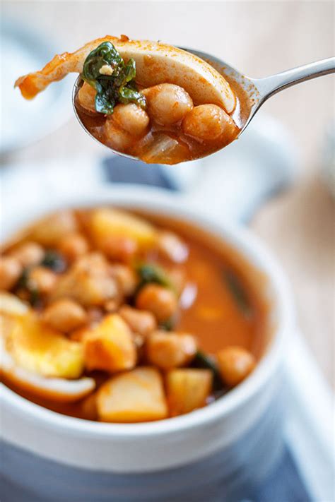 Chop and add the spring onions, soy sauce and sesame oil. Chickpeas, Potato and Spinach Soup with Eggs - Cole Craig