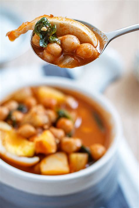 Dish out cooked spinach into serving bowl(s). Chickpeas, Potato and Spinach Soup with Eggs - Cole Craig