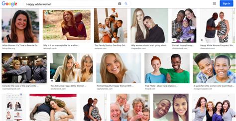 Happy woman presenting your product. Googling 'Happy White Women' Shows Romantic Images of ...