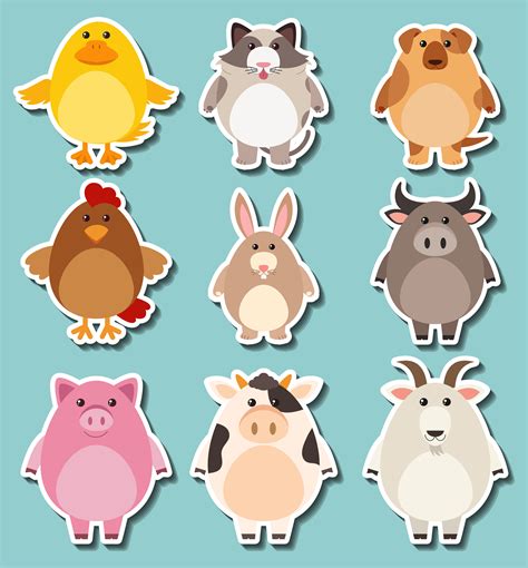 Find unique bookplates to make your book your own with zazzle! Sticker design for cute farm animals 300756 Vector Art at ...