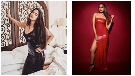 The ballerina in pointes and a dress sensually slightly touches the color holographic image stock photographsby. Sonakshi Sinha's Black Slip Dress Or Red Thigh-High Slit ...