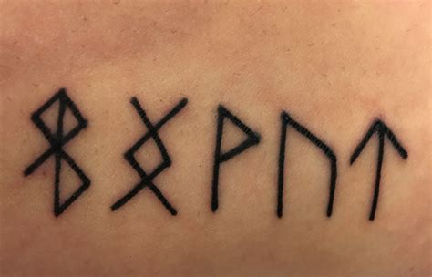 The rune converter transforms roman alphabet, as used in modern english, into five systems of germanic runic writing: Viking runes tattoo, Peace, new beginnings, love/joy ...
