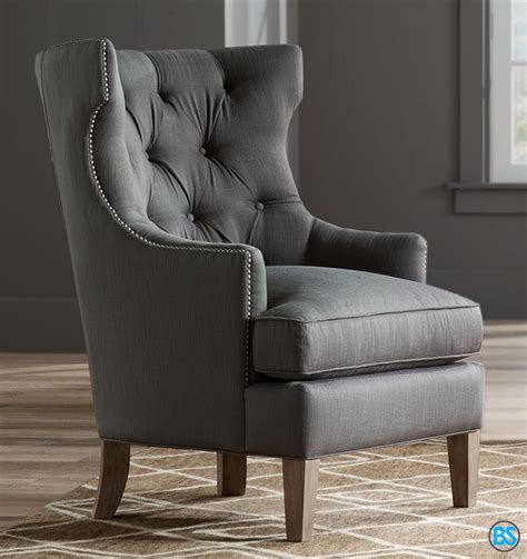 Solid wood contrasting black frame and legs for strong support Seating | Reese Studio Charcoal High-Back Accent Chair ...