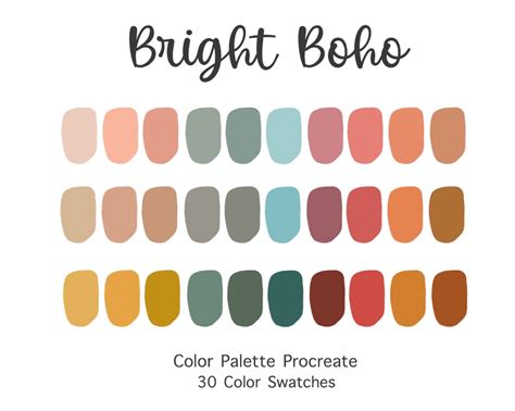 Maybe you would like to learn more about one of these? Bright Boho Procreate Color Palette | Color Swatches ...