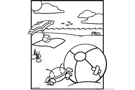 The small top circle can be colored magenta. Summer Beach Ball Coloring Pages with Crab - Free ...