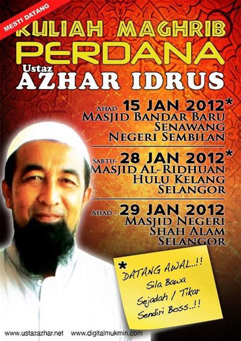 Kuliyyah & soal jawab agama istimewa bersama ustaz azhar idrus. Kuliah Ustaz Azhar Idrus di Masjid Negeri, Shah Alam 29 ...