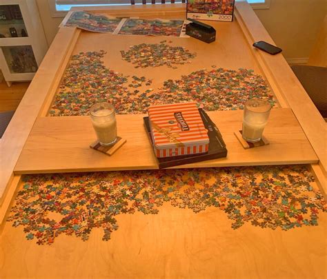 I had a problem, my kids homework supplies were stored in a bucket on our kitchen table and it always looked messy, so i decided to come up with a solution! Dining table with a hidden puzzlegame compartment | Home ...