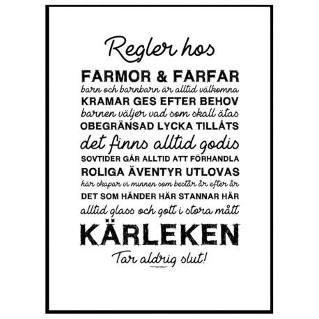 Farmor & Farfars Regler . Köp inredning online hos Wallstars! Snabba leveranser.