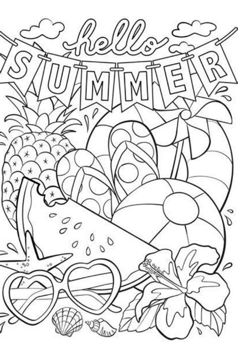 Download or print for children, 100 images. Free Hello Summer coloring page download. Click through ...